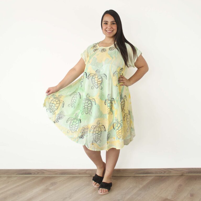 Vestido verano tortuga en tonos amarillo y verde