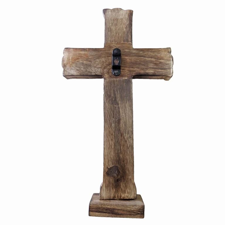 Cruz de Madera artesanal con blanco 32cm