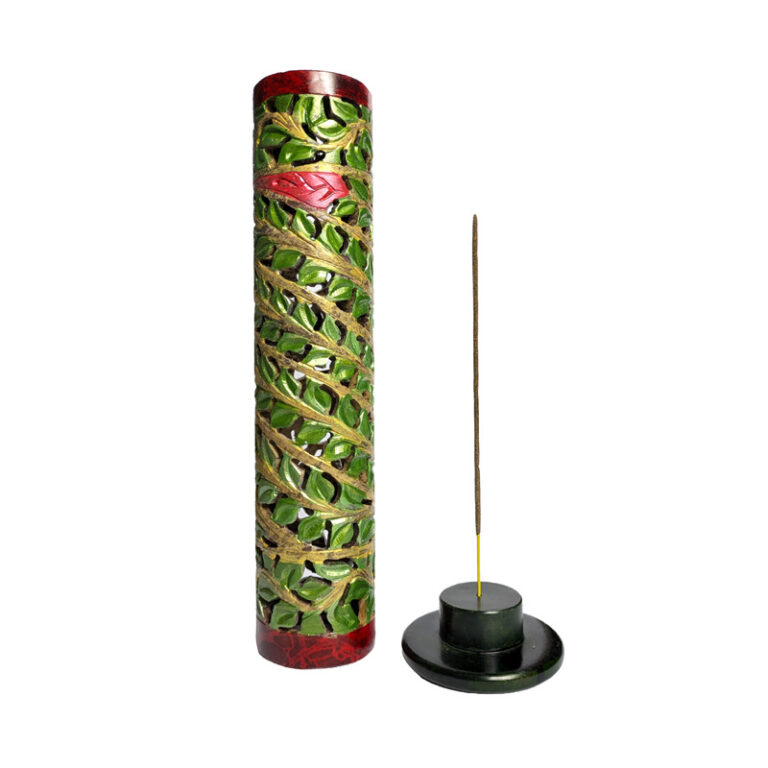 Porta Incienso torre verde y rojo 27cm Piedra Esteatita 4893 3 Porta Incienso torre verde y rojo 27cm Piedra Esteatita 4893
