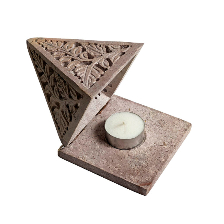 Pirámide Porta cono y Porta vela piedra esteatita 5 Pirámide Porta cono y Porta vela piedra esteatita