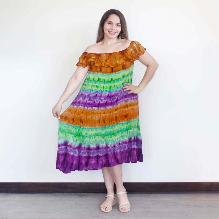 Vestido hindu hombros Morado Naranja Verde 3 Vestido hindu hombros Morado Naranja Verde