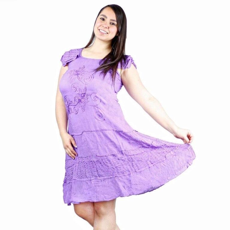 Vestido de la India sin mangas color lila con detalle floral 3 Vestido de la India sin mangas color lila con detalle floral