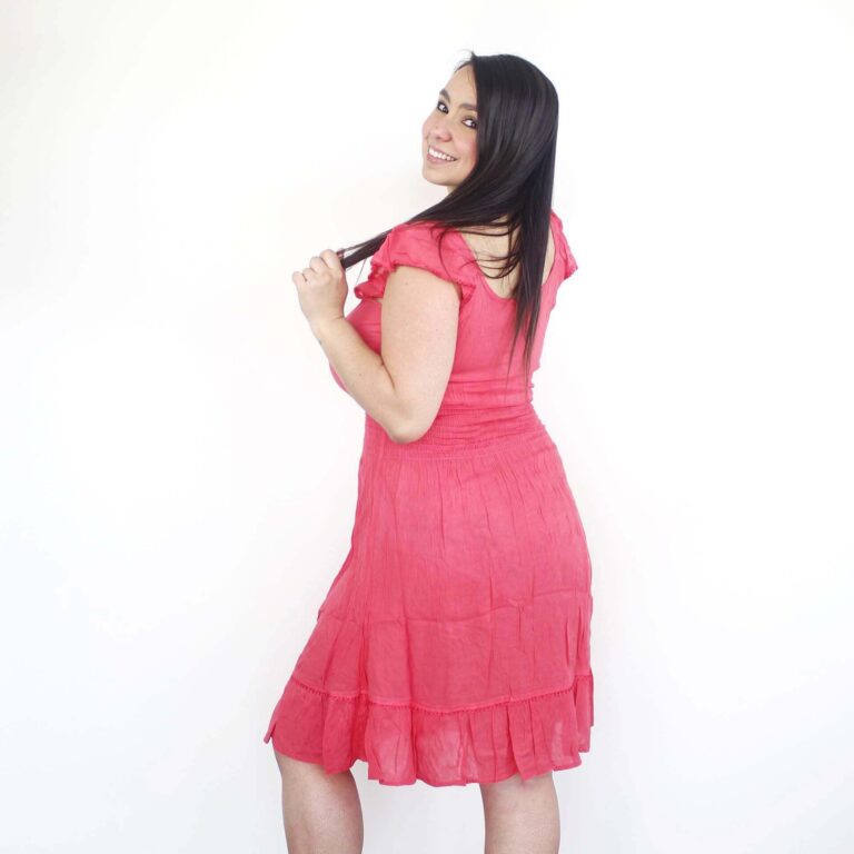 Vestido hindu manga corta rosado