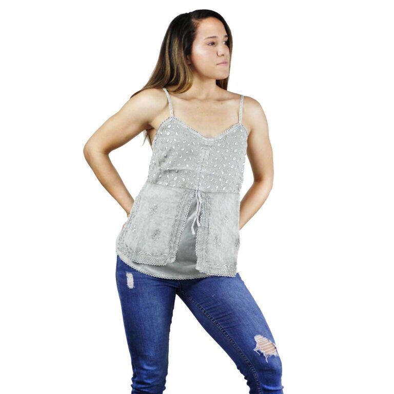 Blusa de la India sin mangas color gris claro