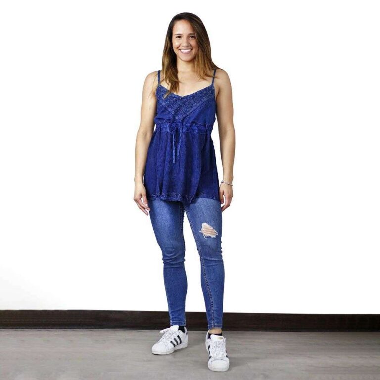 Blusa de la India sin mangas color azul