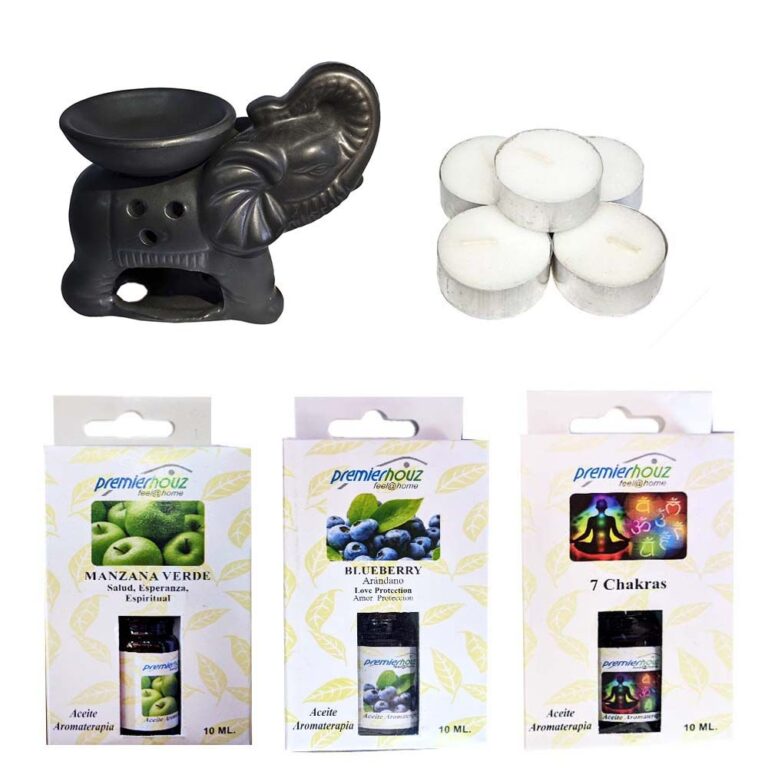 Kit de Aromaterapia difusor Elefante negro + 3 aceites Surtidos +5 velas 4 Kit de Aromaterapia difusor Elefante negro + 3 aceites Surtidos +5 velas