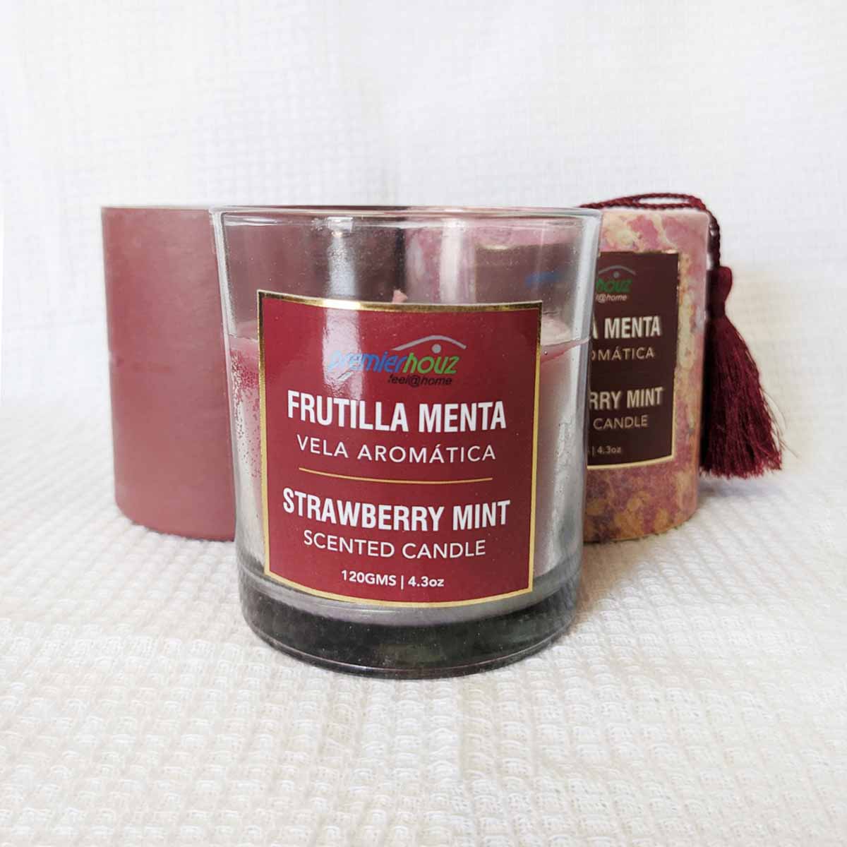 Vela Aromática Frutilla Menta 120 gramos (Con borla) 1 Vela Aromática Frutilla Menta 120 gramos (Con borla)