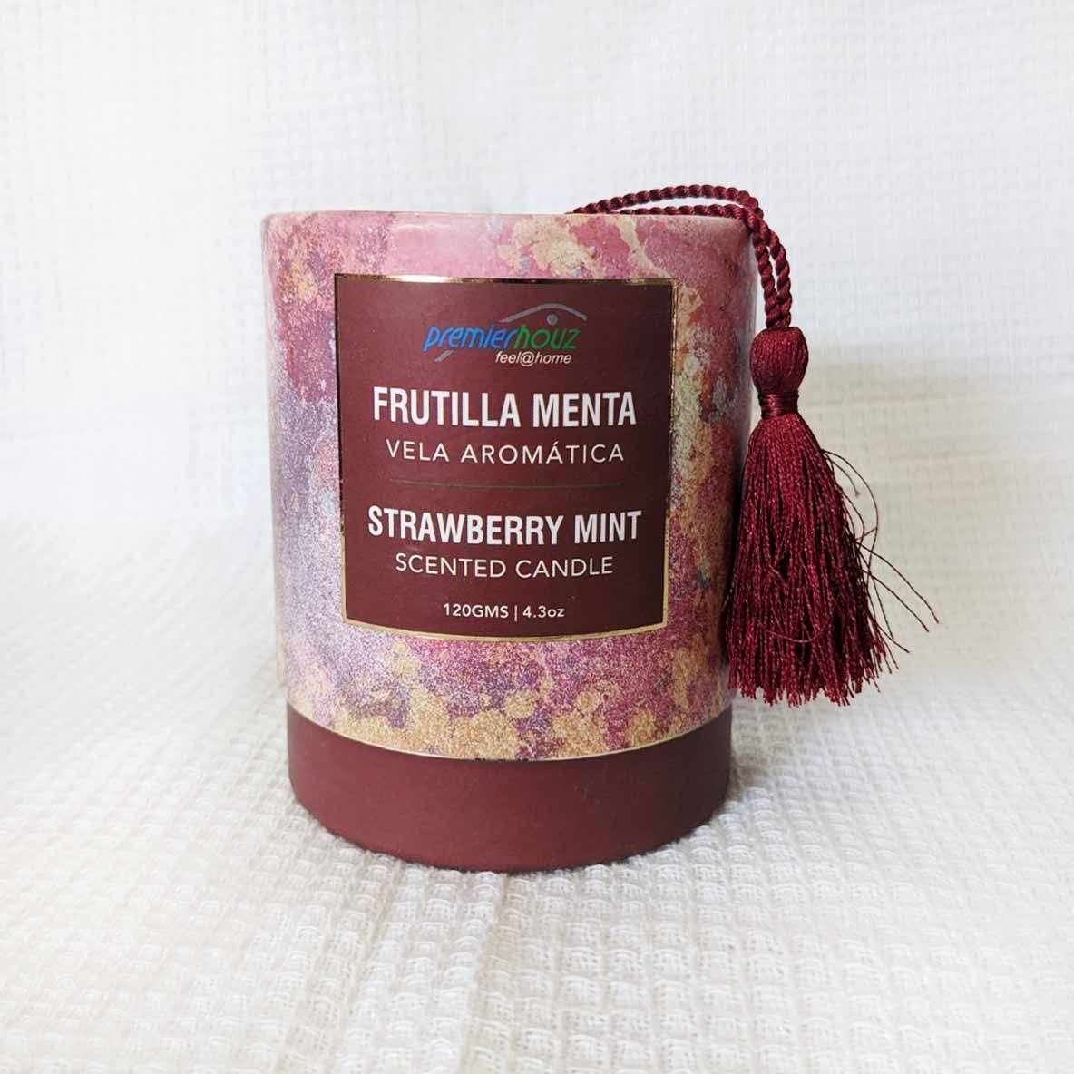 Vela Aromática Frutilla Menta 120 gramos (Con borla) 2 Vela Aromática Frutilla Menta 120 gramos (Con borla) - Imagen 2