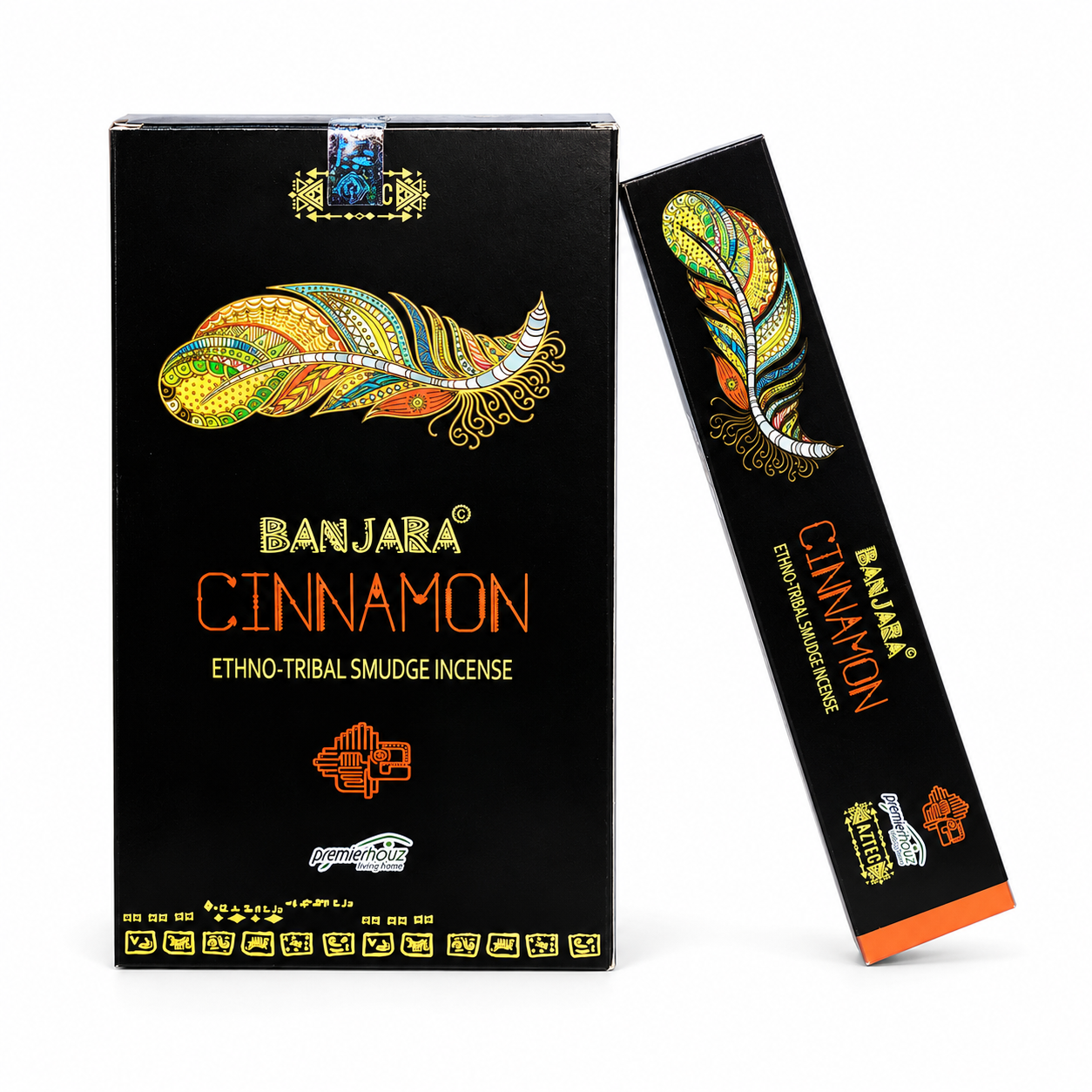 Incienso de Canela - Banjara 1 Vista frontal de la Caja de 180g del Incienso de Canela marca Banjara