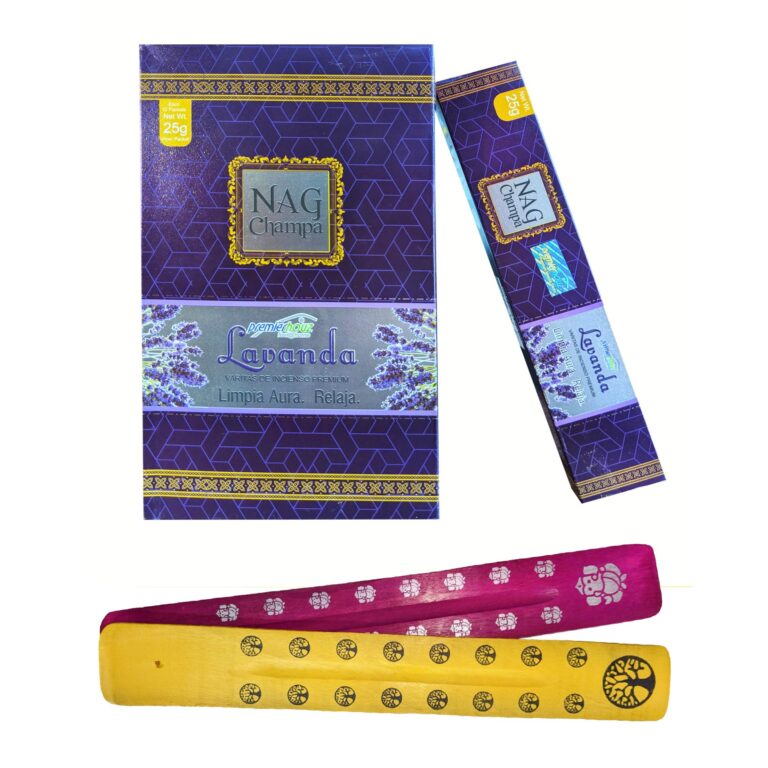 Incienso Nag Champa Lavanda + 2 Porta inciensos surtidos 3 Incienso Nag Champa Lavanda + 2 Porta inciensos surtidos