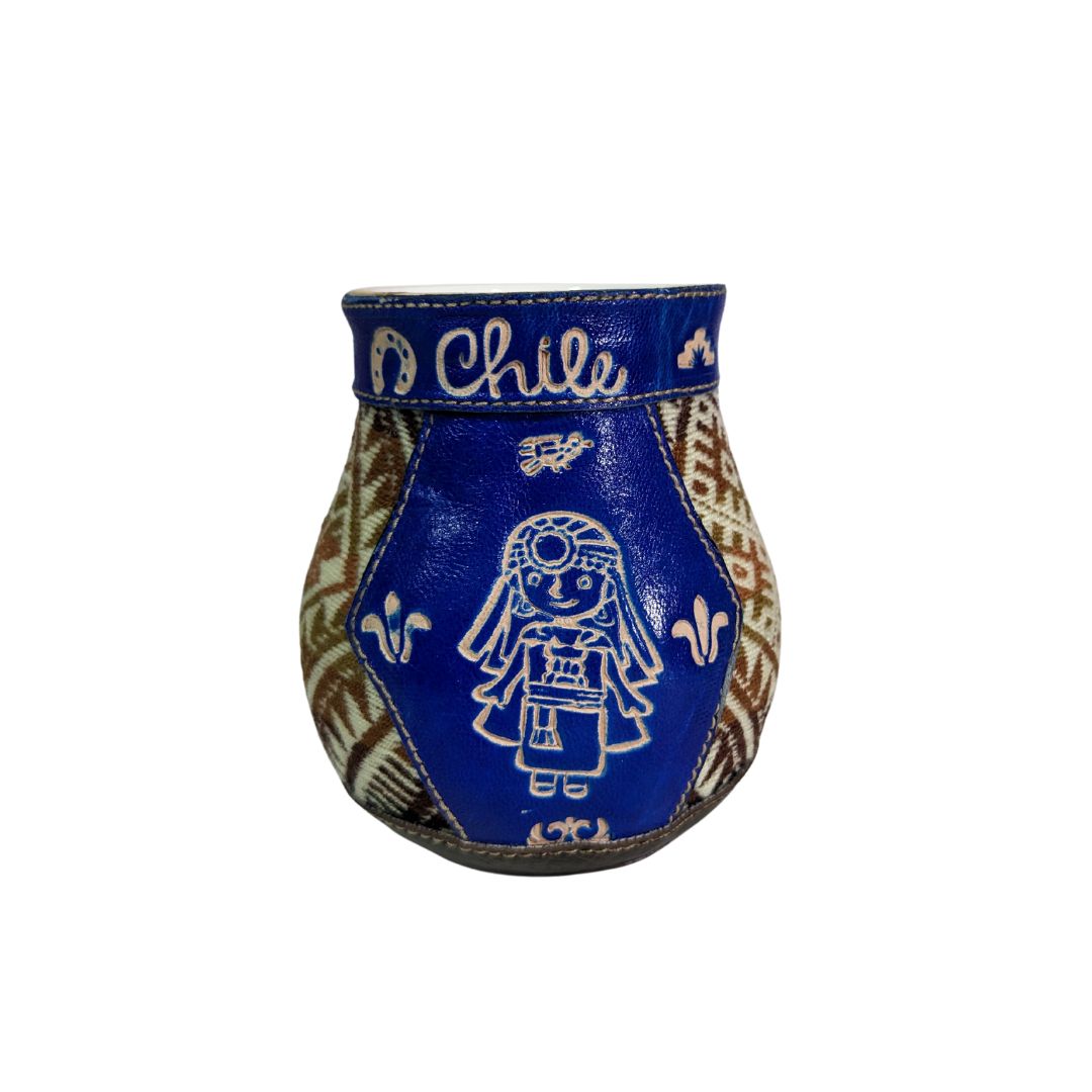 Matero de cerámica con decorado artesanal azul 10cm 1 Matero de cerámica con decorado artesanal azul 10cm