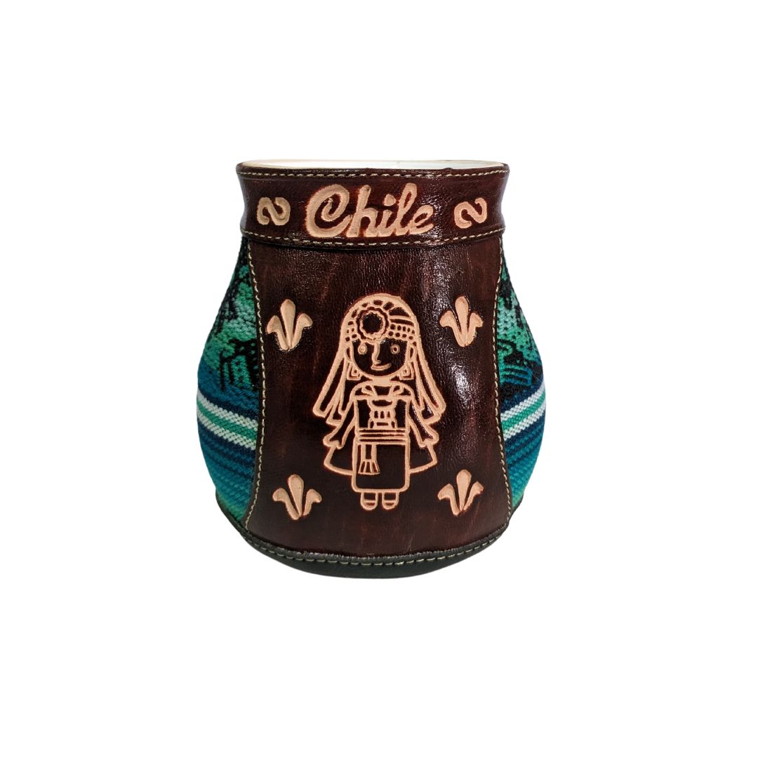 Matero de cerámica con decorado artesanal cafe 10cm 1 Matero de cerámica con decorado artesanal cafe 10cm