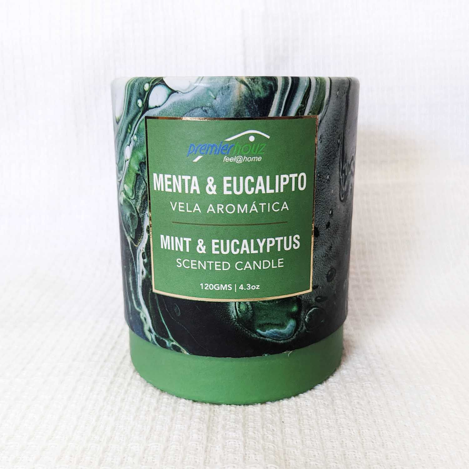 Vela Aromática Menta & Eucalipto 120 gramos (Sin borla) 2 Vela Aromática Menta & Eucalipto 120 gramos (Sin borla) - Imagen 2