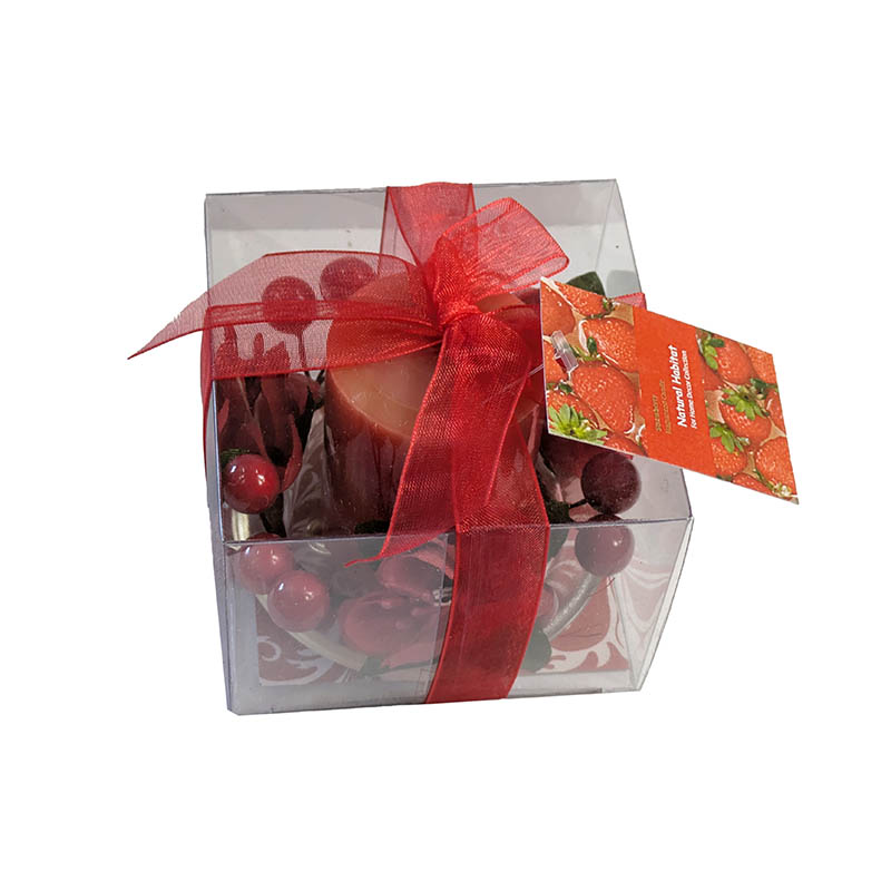 Vela chica en platito de vidrio Roja Frutilla 1 Vela chica en platito de vidrio Roja Frutilla