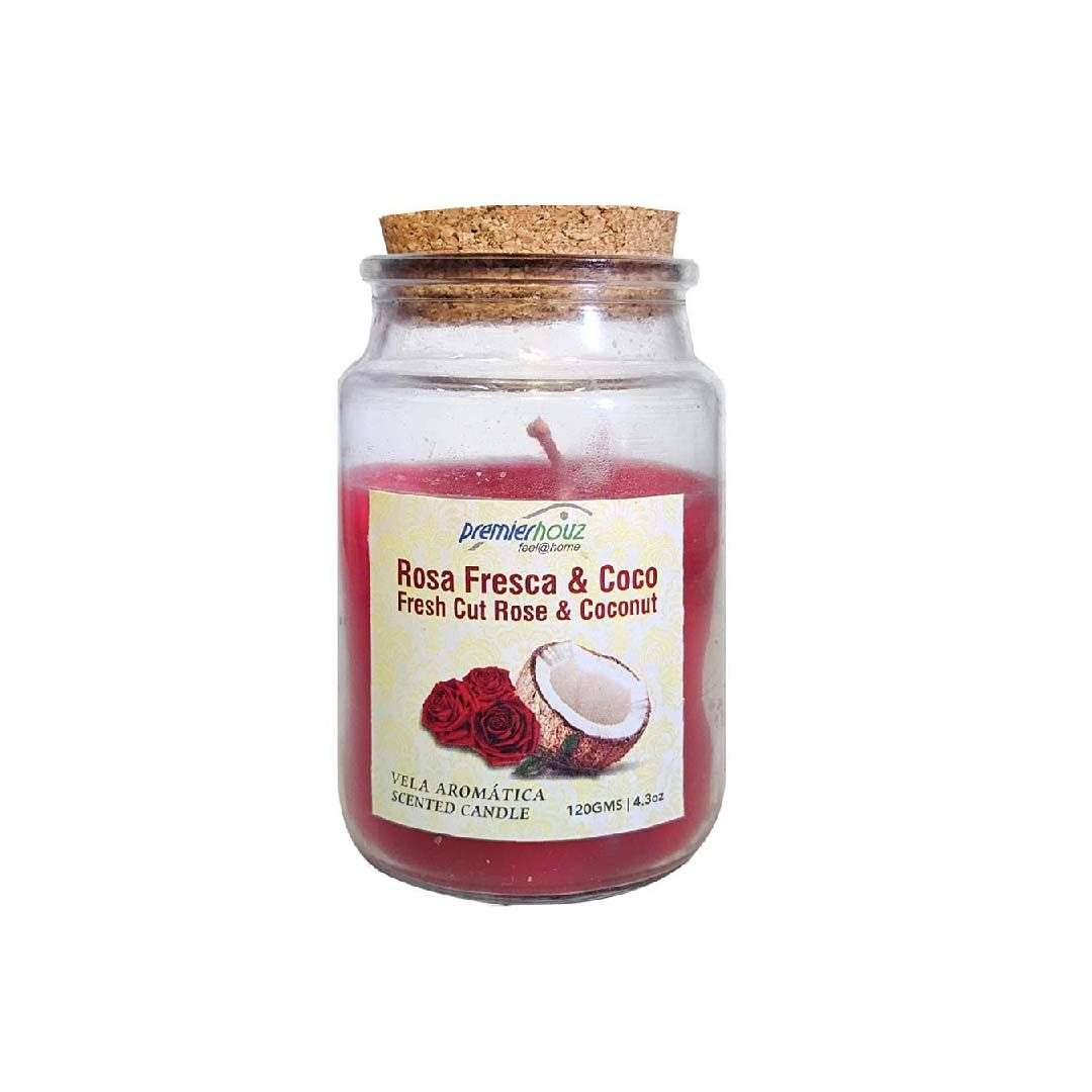 Vela Aromática Rosa Fresca y Coco 120 gramos. Vela Frasco 1 Vela Aromática Rosa Fresca y Coco 120 gramos. Vela Frasco