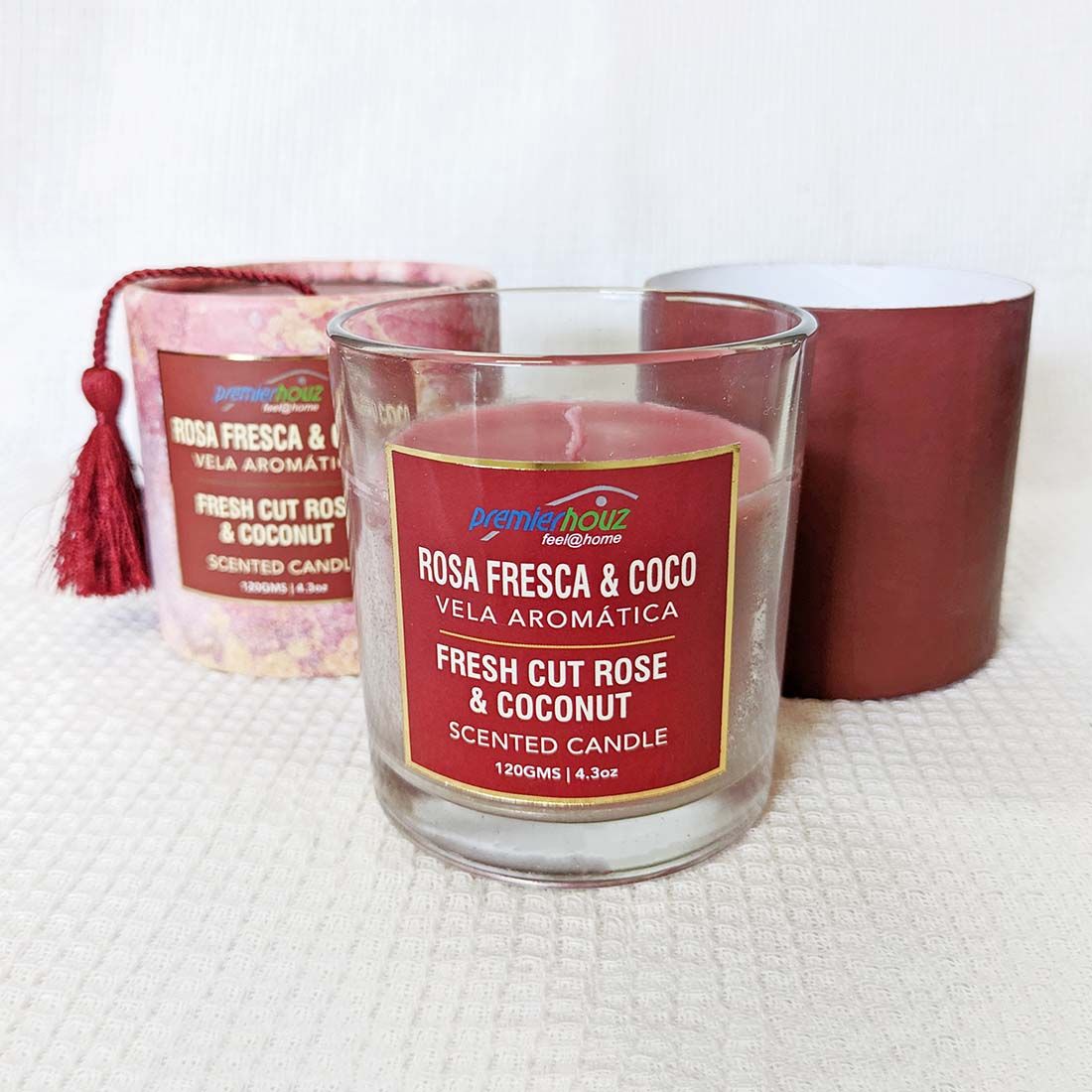 Vela Aromática Rosa Fresca y Coco 120 gramos (Con borla) 2 Vela Aromática Rosa Fresca y Coco 120 gramos (Con borla) - Imagen 2