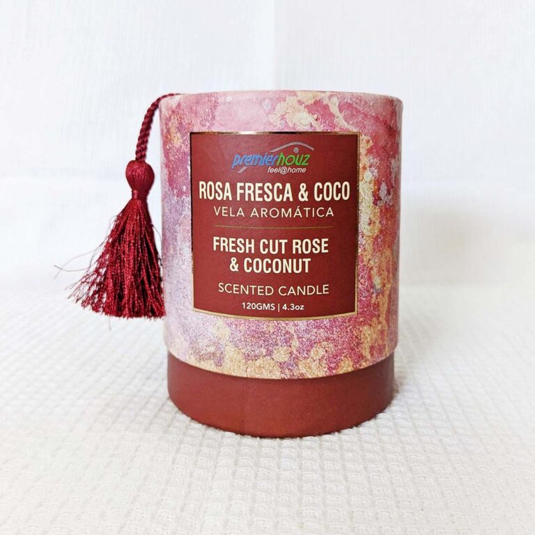 Vela Aromática Rosa Fresca y Coco 120 gramos (Con borla)