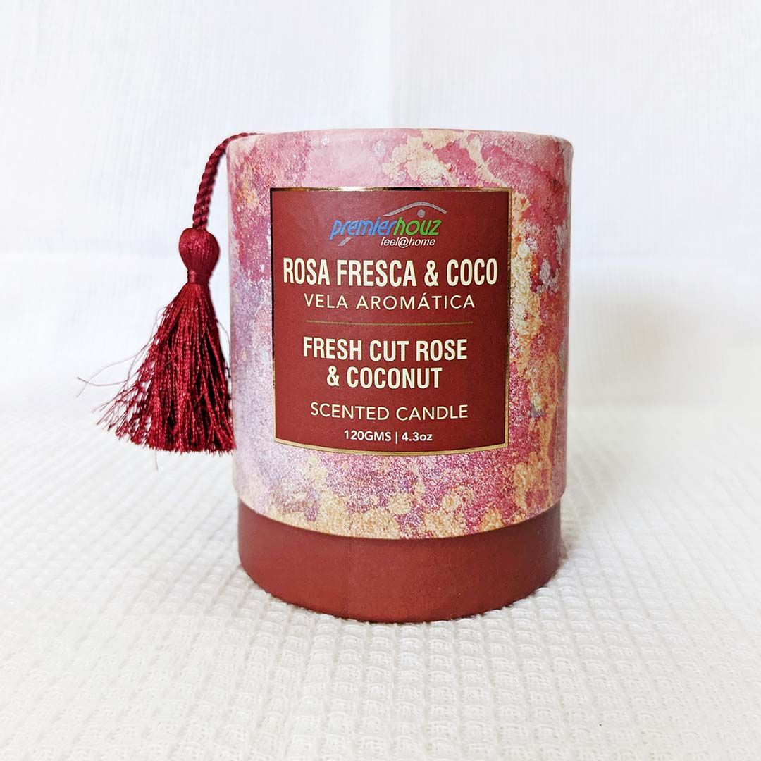 Vela Aromática Rosa Fresca y Coco 120 gramos (Con borla) 3 Vela Aromática Rosa Fresca y Coco 120 gramos (Con borla) - Imagen 3