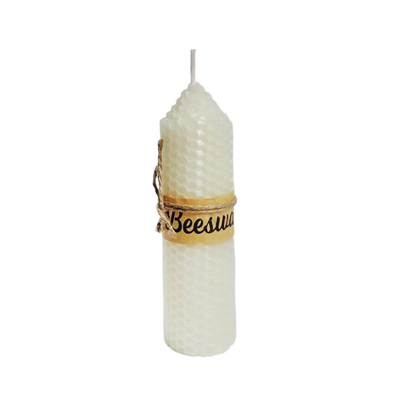 Vela cera de abeja Blanca artesanal hecha a mano