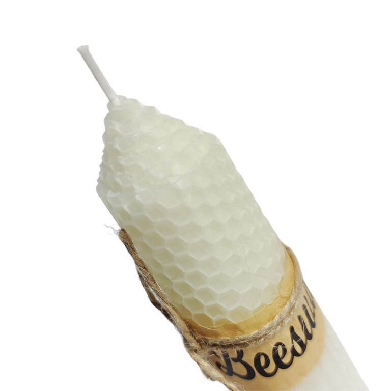 Vela cera de abeja Blanca artesanal hecha a mano