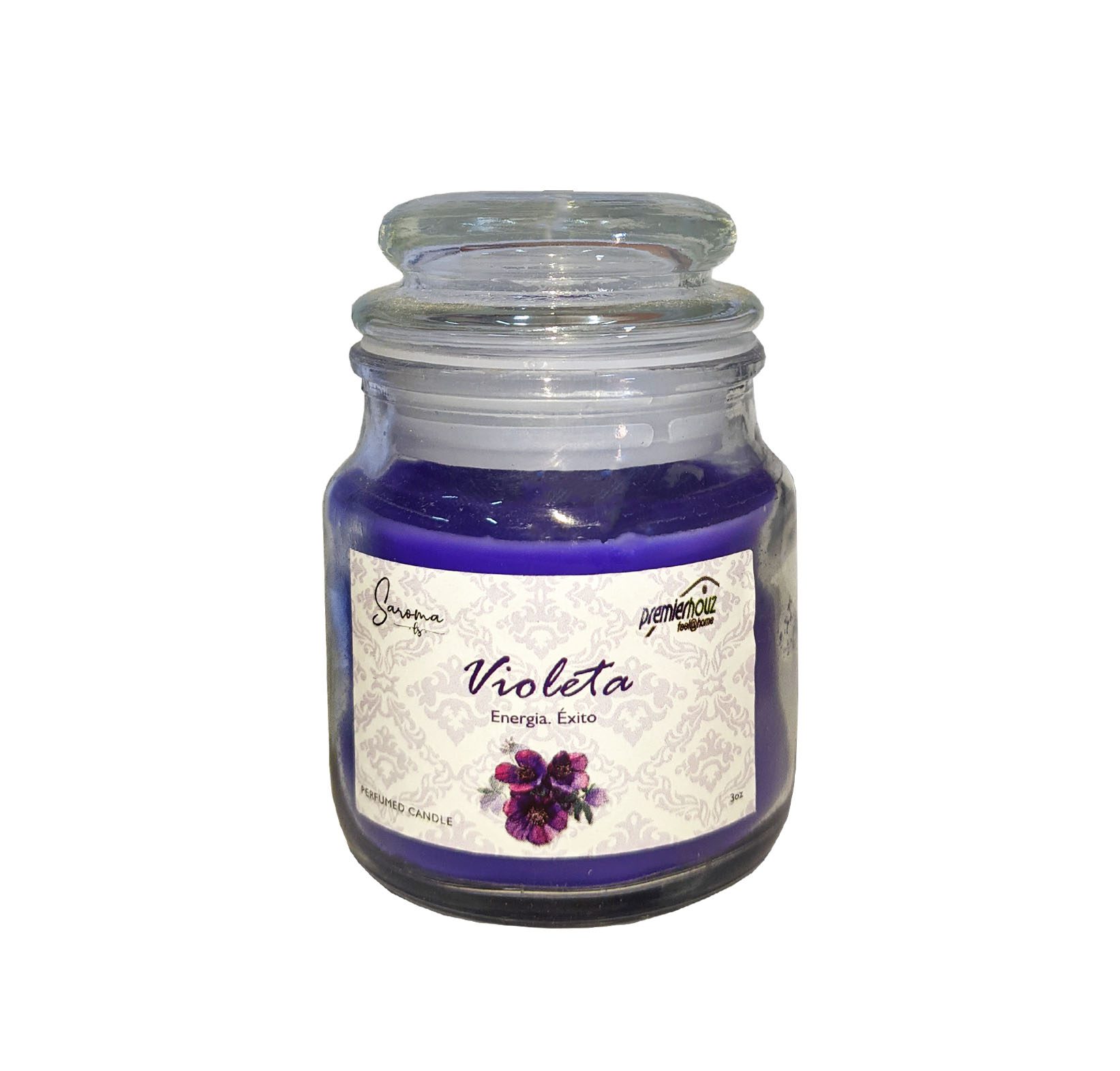 Vela Aromática de Violeta en frasco de vidrio 1 Vela Aromática de Violeta en frasco de vidrio