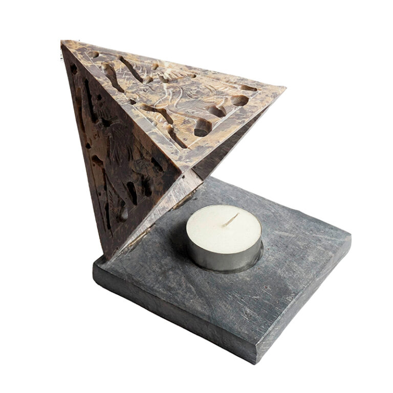 Pirámide Porta cono y Porta vela piedra esteatita Elefante 4 Pirámide Porta cono y Porta vela piedra esteatita Elefante