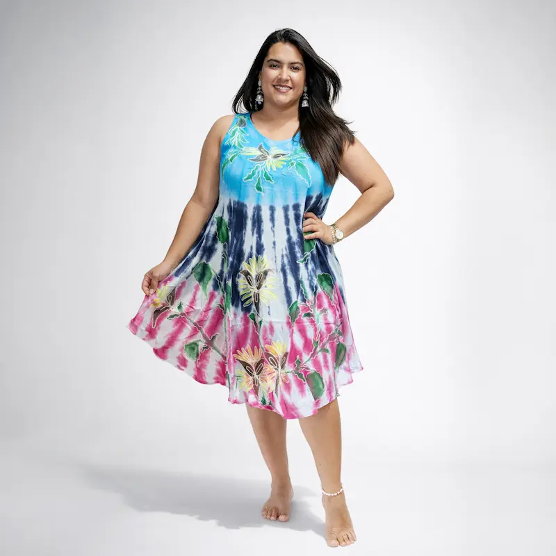 Vestido hindu azul rosado