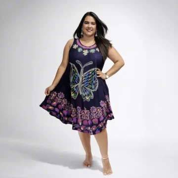 Vestido hindu negro lila mariposa