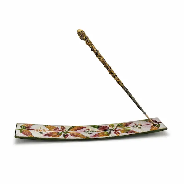 Tabla porta incienso piedra esteatita Hojas