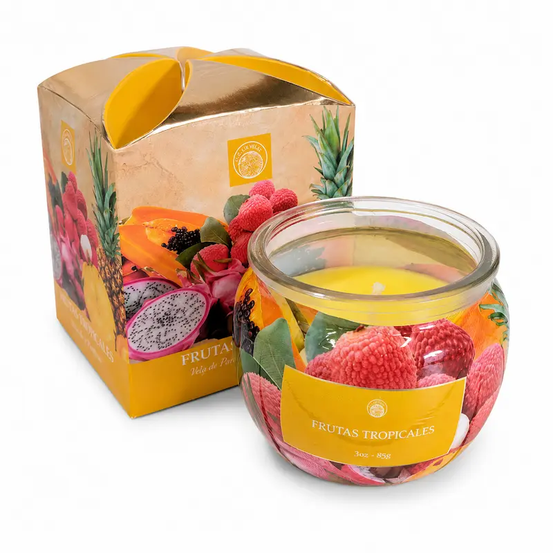 Vela Aromática Frutas Tropicales Desi Vibes 85g Aroma Dulce y Exótico