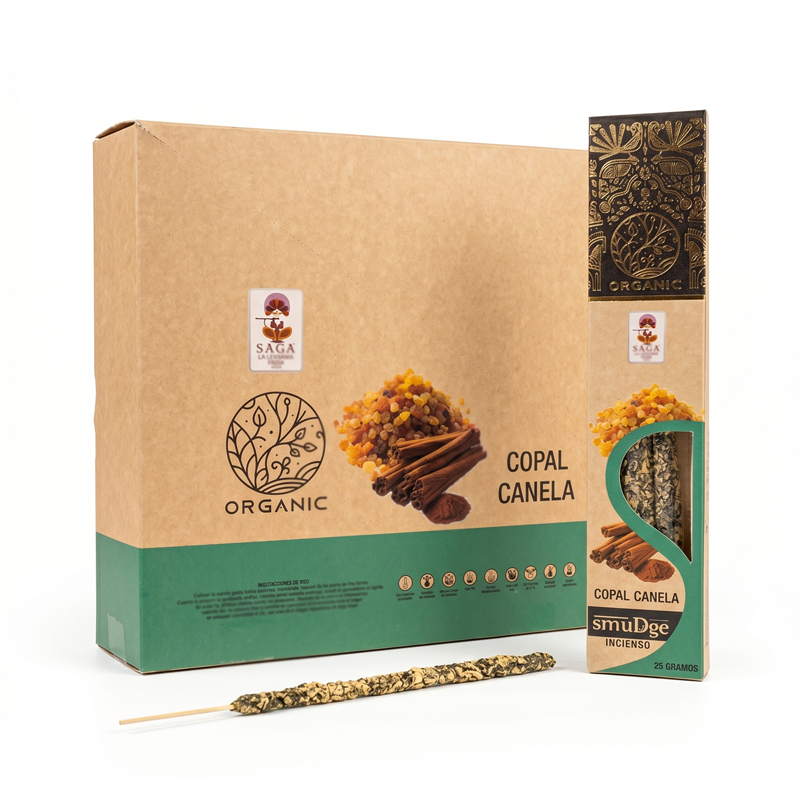 Incienso Orgánico Copal Canela 12 Cajitas 25g SAGA Oganic