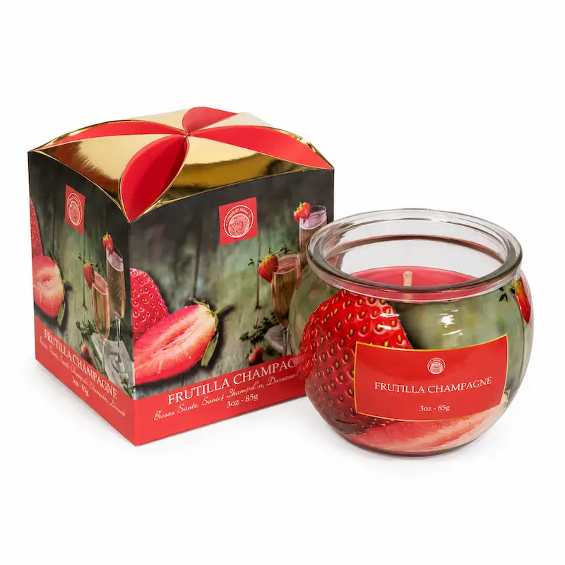 Vela Aromática Frutilla Champagne Desi Vibes 85g Aroma Dulce y Sofisticado