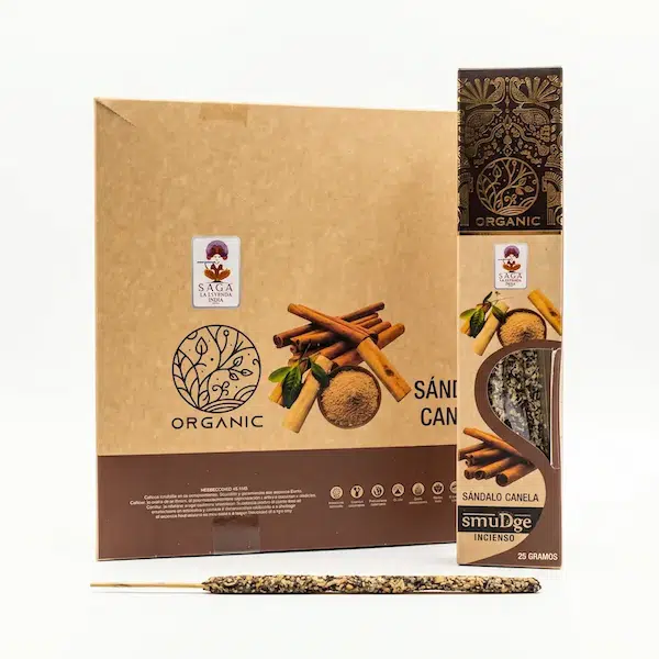 Incienso Orgánico Sandalo Canela 12 Cajitas 25g SAGA Oganic