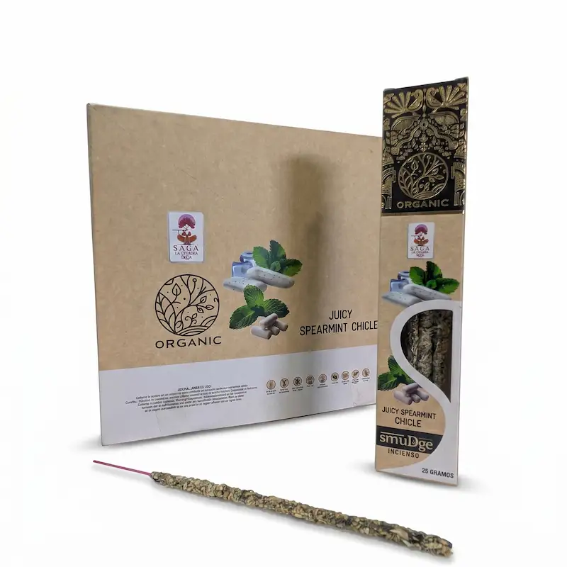 Incienso Orgánico Juicy Spearmint Chicle 12 Cajitas 25g SAGA Oganic