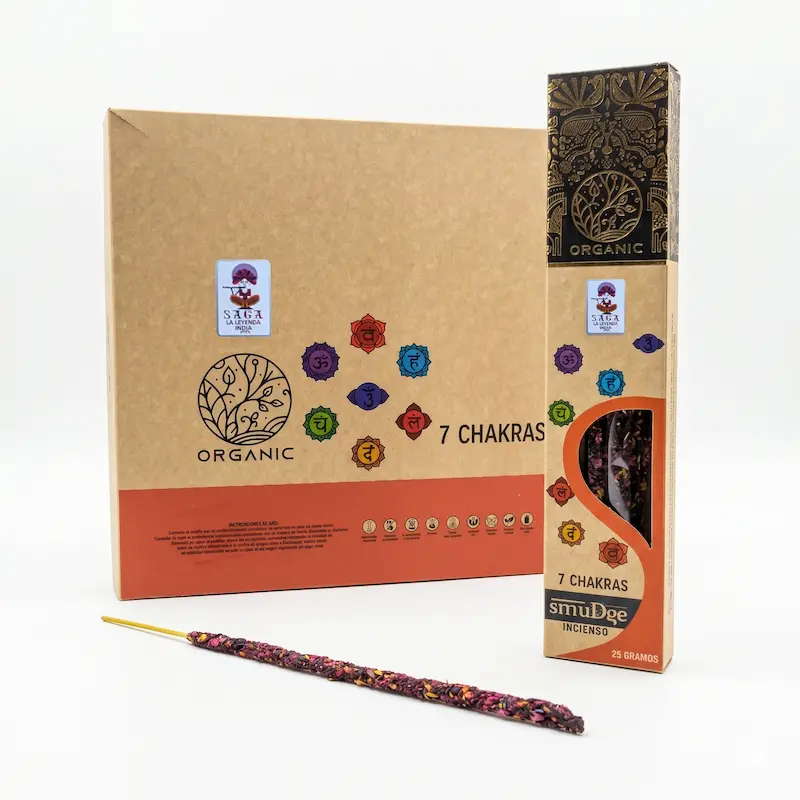 Incienso Orgánico 7 Chakras 12 Cajitas 25g SAGA