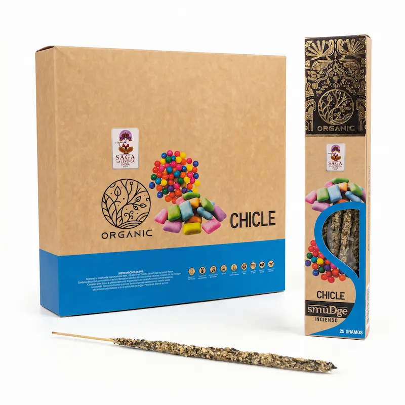 Incienso Organico de Chicle 12 cajitas 25g SAGA
