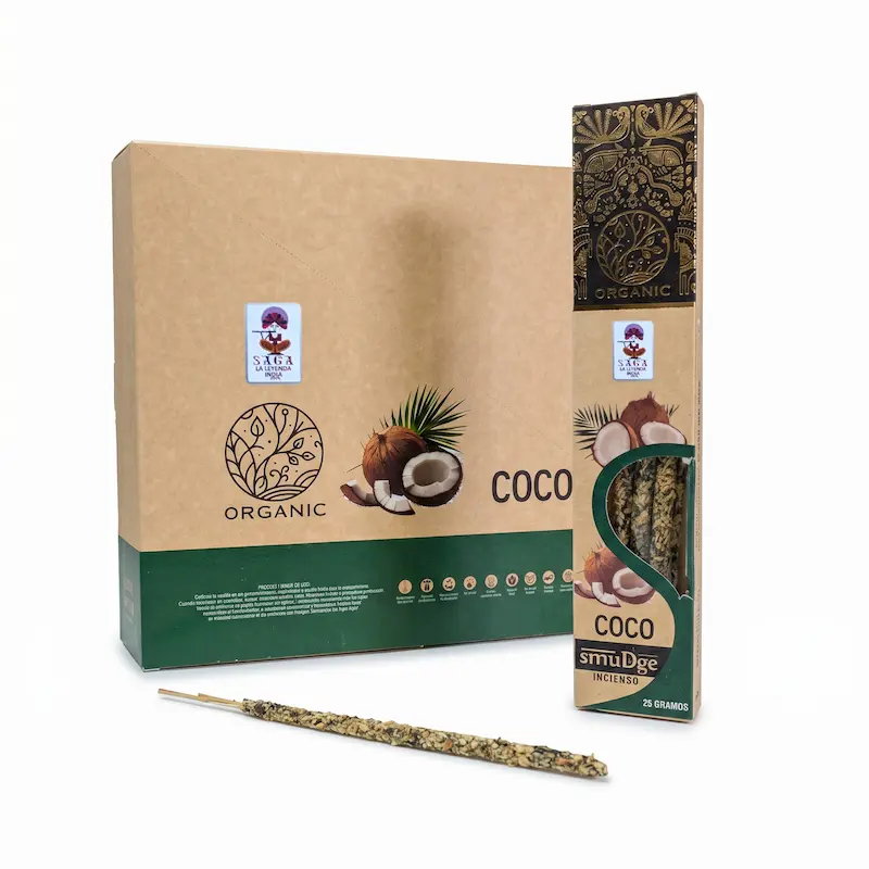 Incienso Orgánico de Coco 12 Cajitas 25g SAGA