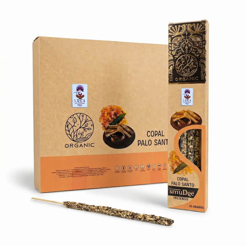 Incienso Orgánico de Copal y Palo Santo 12 Cajitas 25g SAGA