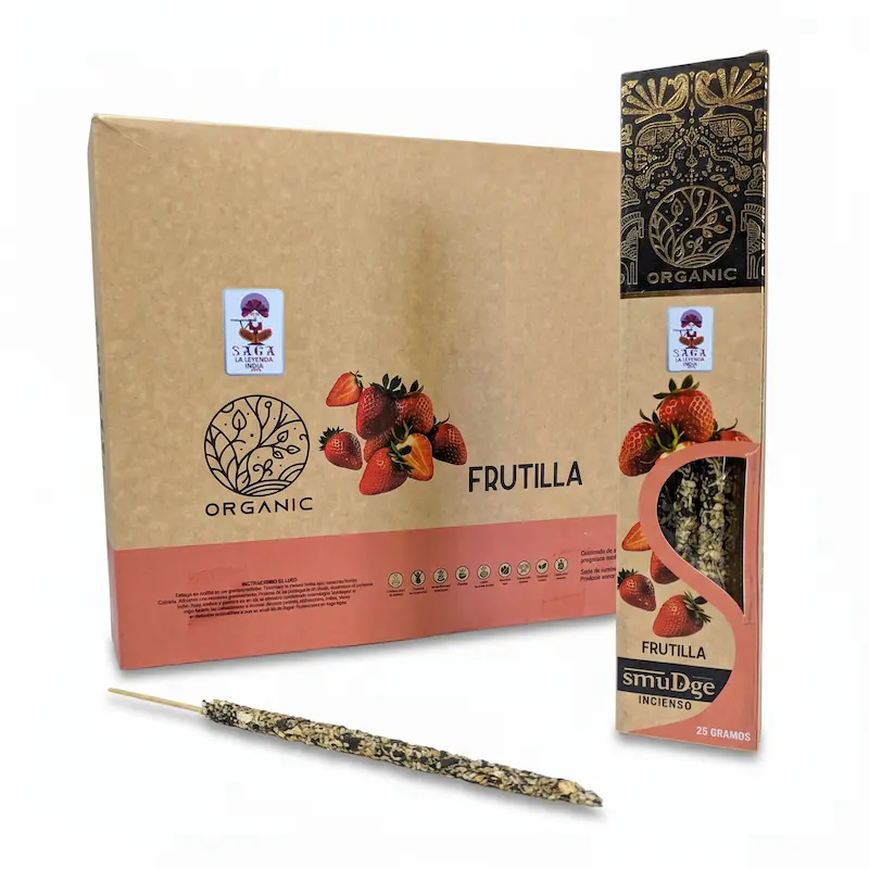 Incienso Orgánico de Frutilla 12 Cajitas 25g SAGA