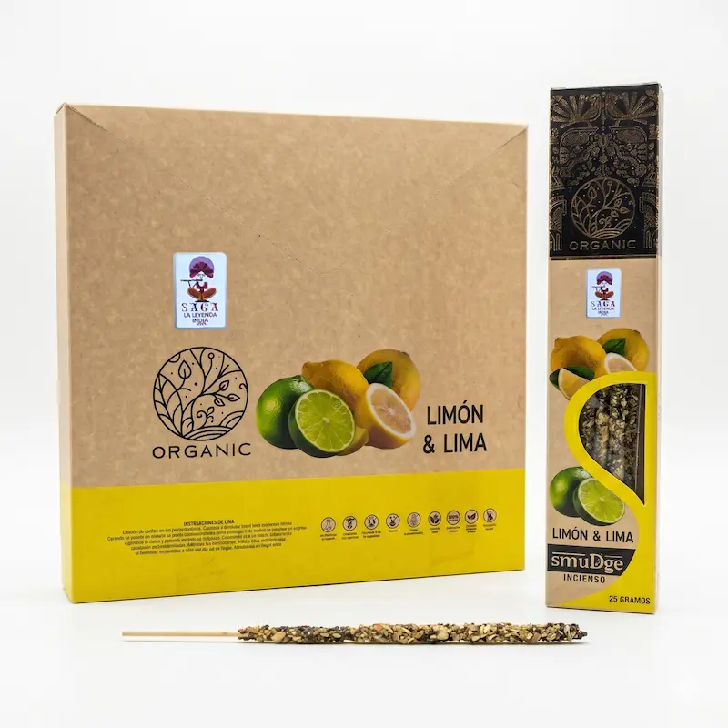 Incienso Organico de Limón Lima 12 cajitas 25g SAGA