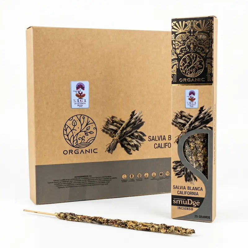 Incienso Orgánico de Salvia Blanca Californiana 12 Cajitas 25g SAGA