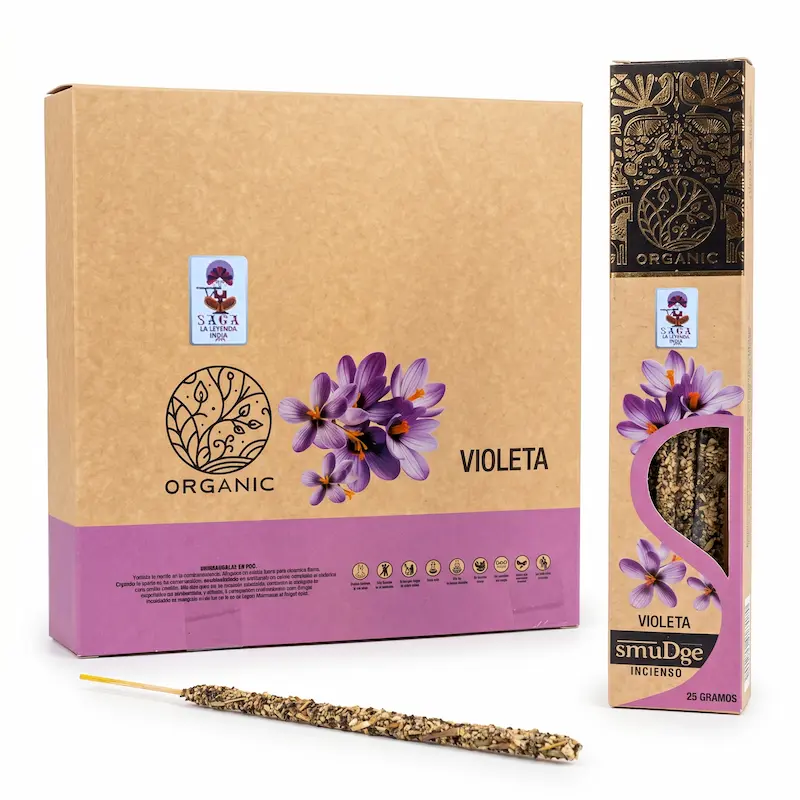 Incienso Orgánico de Violeta 12 Cajitas 25g SAGA 1 Incienso Orgánico de Violeta 12 Cajitas 25g SAGA