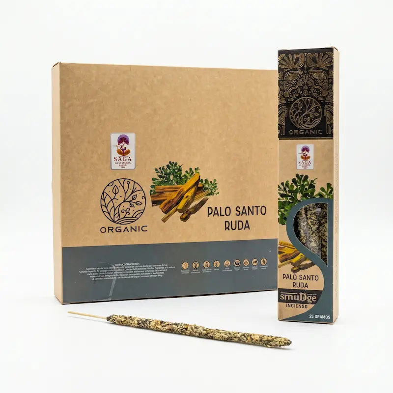 Incienso Orgánico Palo Santo Ruda 12 Cajitas 25g SAGA Organic