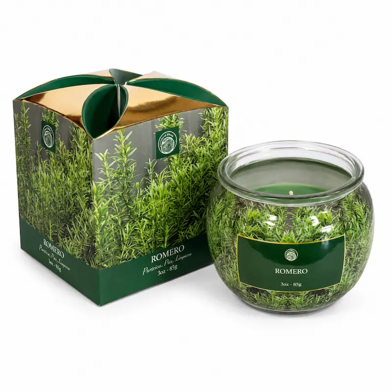 Vela Aromática Romero Desi Vibes 85g Aroma Herbal y Refrescante