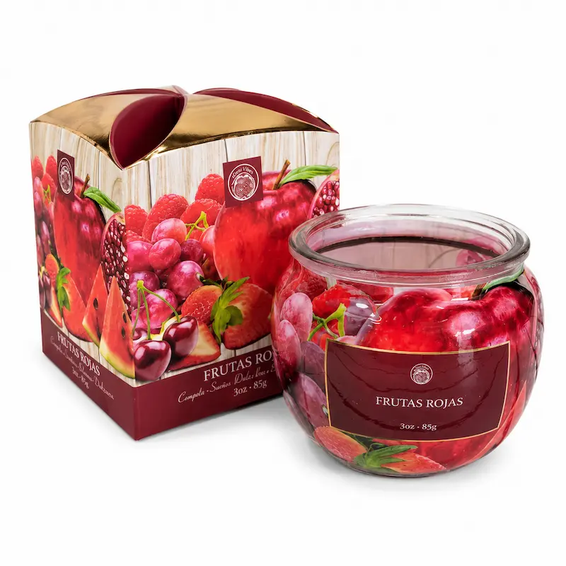 Vela Aromática Frutas Rojas Desi Vibes 85g Aroma Dulce y Frutal