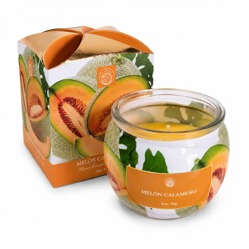 Vela Aromática Melón Calameño Desi Vibes 85g Aroma Frutal y Refrescante