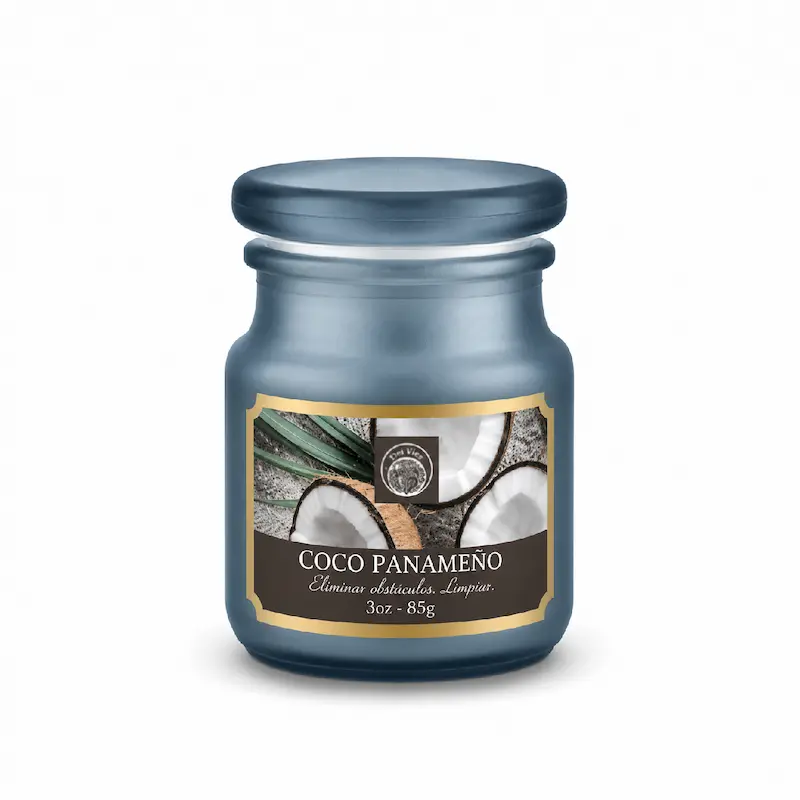 Vela Aromática Coco Panameño 85g en Frasco de Vidrio | Desi Vibes