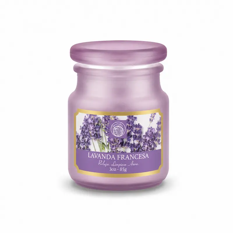Vela Aromática Lavanda Francesa 85g en Frasco de Vidrio | Desi Vibes