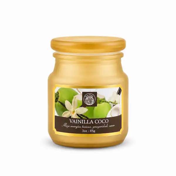 Vela Aromática Vainilla Coco 85 g en Frasco de Vidrio | Desi Vibes