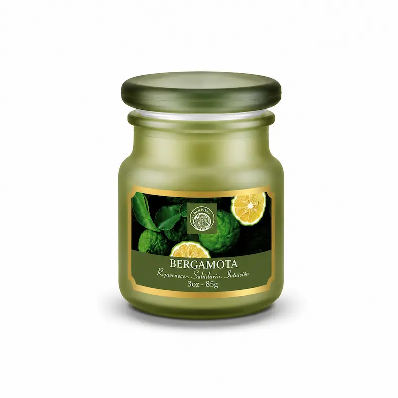 Vela Aromática Bergamota 85g en Frasco de Vidrio Desi Vibes